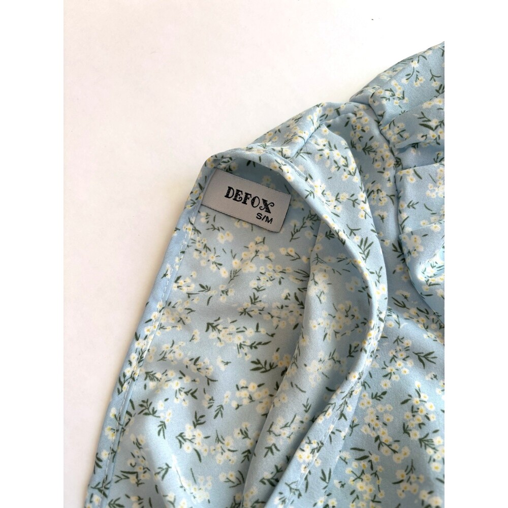 Defox Mini Skirt Crop Top Set Baby Blue Ditzy Floral Ruffle - Size S/M - Picture 2 of 5